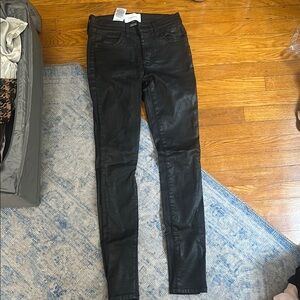 Current Elliott Black Coated Skinny Jeans